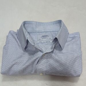 Charles Tyrwhitt White Black Grid Men's Dress Shirt French Cuff Slim Fit 16/34
